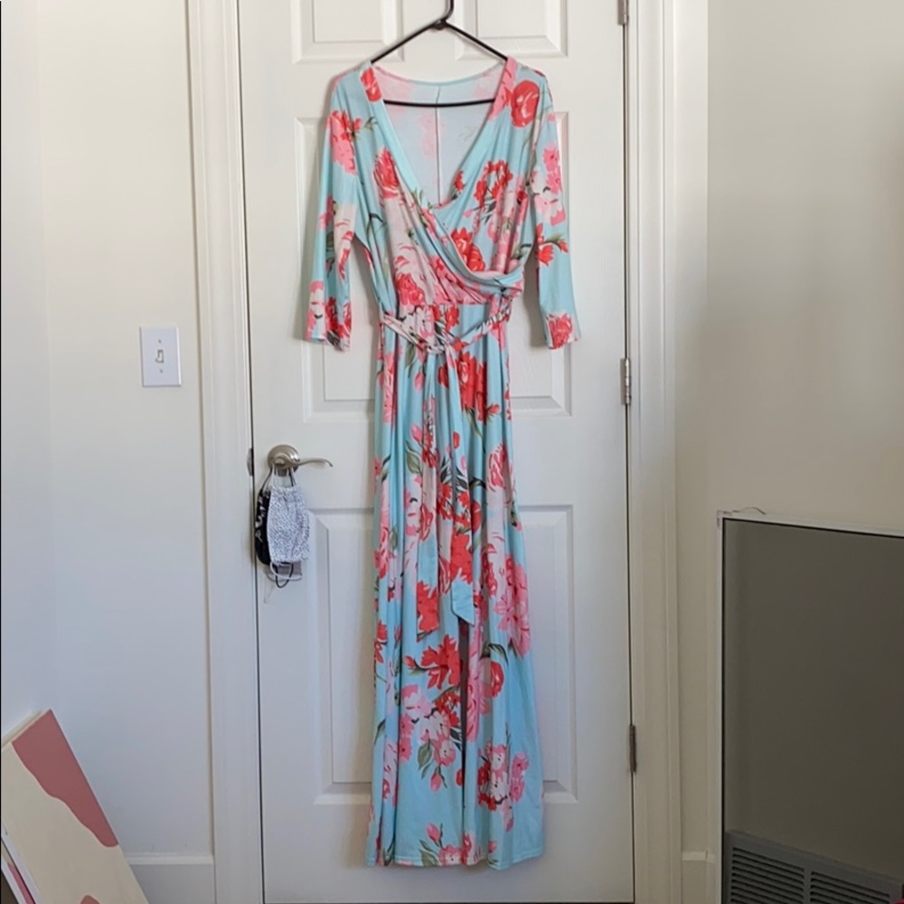 Floral 3/4 Sleeve Maxi